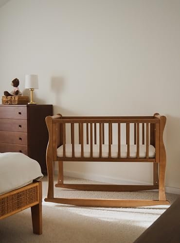 Woodies - Noble Crib Vintage - Mini Babybett - 0-7 Monate - 90 x 40 cm - Baby-Bettchen - Vintage/Retrostil - Gitterbett, Beistellbett für Säugling - Holzbett, Reisebett - Kiefernholz - Hellbraun