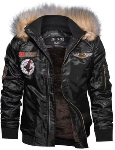 Shuanghao Giacca-Militare Felpa-Bomber Parka-Uomo Casual Invernale - Autunno Primaverile Elegante Giubbotto Aviatore Tattica Militare College Spessore Medio in Pile Cotone Hooded Jacket Giacca