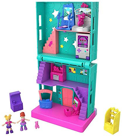 Polly Pocket Pollyville​ Le Restaurant, 2 Mini-Figurines Polly et Shani, Accessoires et Autocollants, Jouet Enfant, GGC30
