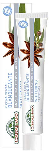 Corpore Sano - Crema Dental Blanqueante, Pasta de Dientes Natural y Blanqueadora, con Anís Estrellado, Eucalipto y Menta, Previene Caries, Dentífrico Sin Flúor, SLS ni Parabenos, 75ml