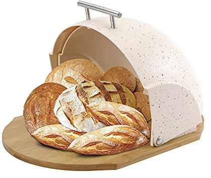 Maestro MR-1678-BR Brotkasten, Schiebedeckel, Brot- und Gebäckaufbewahrungsbehälter, Modernes Design, Bread Box, Beige
