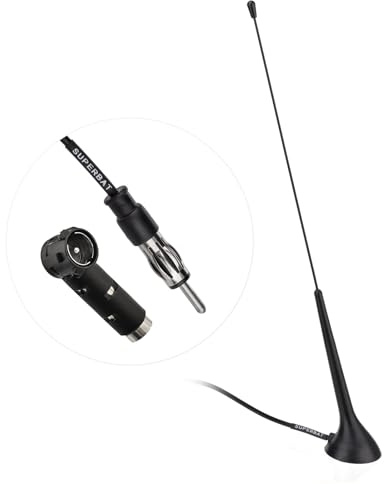 SUPERBAT Car Antenna Universal Car Stereo FM AM Radio Antenna with DIN Plug Connector for Vehicle Car Auto Truck SUV Radio Stereo Head Unit Receiver Player Audio Tuner etc.