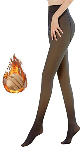 TaimeiMao Collants thermiques pour femme, collants doublés, collants en polaire translucide, collants d'hiver doublés, leggings chauds en polaire pour femme, Noir-M (40-75 kg, M-XL