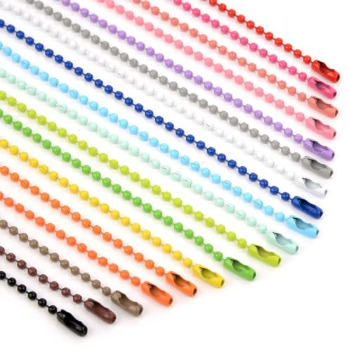BZKSER 100 Stück Bunte Kugelkette - Metall Hängekette 2,4 mm mit Verschluss Kugelkette Passende für DIY Halskette Schmuckherstellung Charms Craft Ball Bead