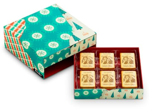 My TostaRica - 60 Galletas Personalizadas con Foto, Frase y Dedicatoria - Incluye un Estuche con un Diseño Creativo - Ideal como Regalo Personalizable y Original (Navida)