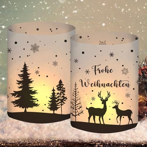12 Portavelas para Decoración de Mesa, Decoración Navideña, Adecuado para Velas de Té o Velas