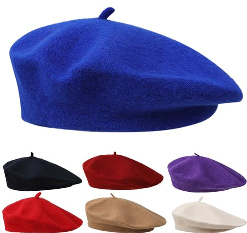 Französischen Beret Damen Schatz Blau Baskenmütze Damen Sommer Baumwolle Klassishe Künstler Barrett Mütze Herren 56-58cm Mode Basken Mütze für Windjacke,Kleid Winter Mütze Barett für vier Jahreszeiten