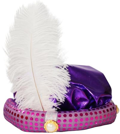 Aladdin-Sultan-Hut – Sultanmen-Kopfbedeckung, Aladdin-Prinzenhut, Aladdin-Kostümhut, Aladdin-Turban Für Erwachsene Mit Feder Und Perlmuttglänzendem Pailletten-Design Für Rollenspiele