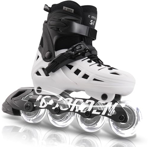 Inline Skates for Kids Girls and Boys, 4 Sizes Adjustable Roller Skates Blades with Full Light Up Wheels for Women Men, Durable Outer Shell, Roller Skates 4-12 Adults