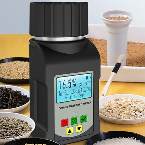 Misuratore di umidità per cereali digitale, misuratore di umidità per cereali, mais, riso portatile da 90 ml, con display LCD retroilluminato, misura 25 diversi tipi di cereali, per caffè, cacao