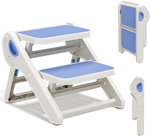 MoreFeel Foldable Toddler Step Stool for Bathroom Sink - 2-Step Kids Stool for Potty Training, Kitchen Counter & Bedroom, Sturdy Non-Slip Child Safety Stool Helper