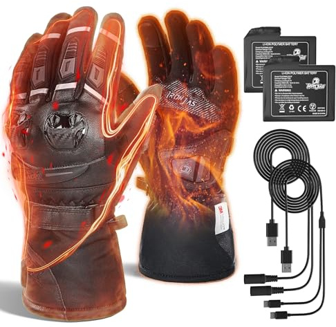 IRON JIA'S Beheizbare motorradhandschuhe 3000mAh 2025 Upgrade Intelligente Temperaturregelung,beheizbare Handschuhe USB für Herren Damen,Warme Outdoor Winter Motorradhandschuhe mit 4 Heizstufen,L