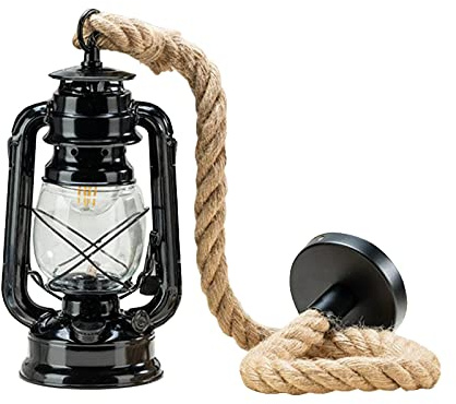 Genérico Lámpara Colte Led, Diseño Estilo Náutico, Compatible con Bombilla E26, Iluminación para Salón Y Dormitorio, Instalación En Altura Regulable (Black)