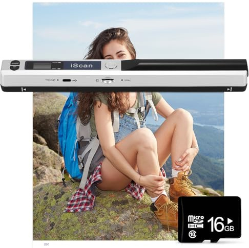 AOZBZ Scanner per documenti portatile, 900 DPI, scanner portatile USB per immagini, A4, a colori, scansione portatile (formato JPG/PDF, USB 2.0 ad alta velocità, micro bisogno di scheda SD/TF inclusa