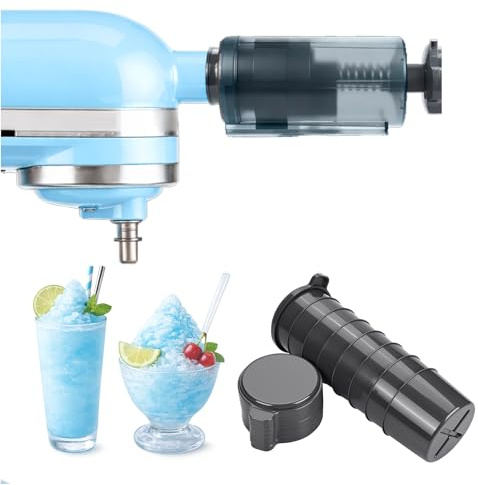 Accesorio Raspador de Hielo para KitchenAid 4.5-5 Cuartos Tilt-Head Batidoras de MMOBIEL – Con Ajuste de Grosor y 8 Moldes de Hielo Reutilizables – Para Desserts de Raspado y Bebidas Frías
