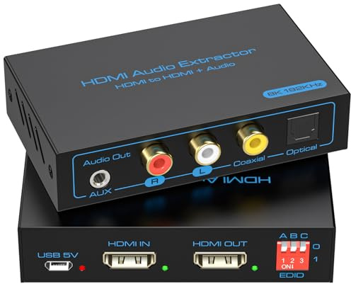 VPFET 8K HDMI 2.1 Audio Extractor 4K120Hz to Optical 3.5mm AUX Adapter Splitter Converter Supports HDCP Digital DTS 5.1 PCM for PS4 PS5 Xbox