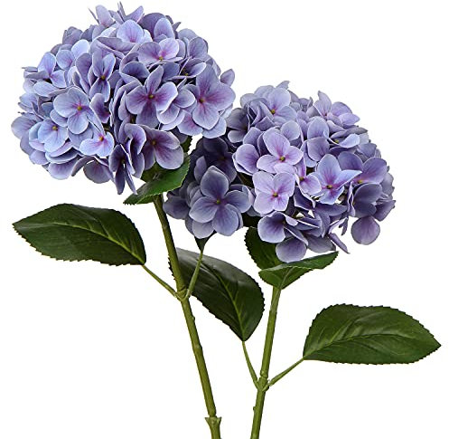 Briful Künstliche Hortensie Blumen Real-Touch Kunstblumen Wie Echt Hydrangea Kunstzweige Blumengesteck für Bürotischen, Hotels, Rezeptionen, Wartezimmer, Esstische, Cafes Dekoration, 2 Stück