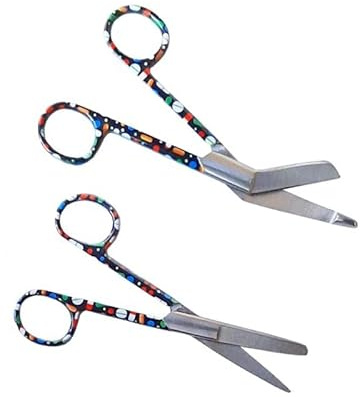 Juego de Tijeras de Enfermería Personalizadas con tu Nombre - Regalo Enfermeras - Acero Inoxidable - Tijeras para vendaje - Urgencias - Hospital - Punta Roma - Mayo - Grabado - (Pastillas)