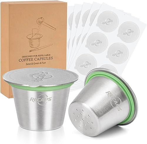 Espresso kapslar påfyllningsbara kaffekapslar rostfritt stål koppar kompatibla med OriginalLine (2 pods+120 lock)