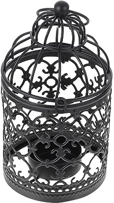 Cabilock Candelabro Creativo Jaula De Pájaros Soporte De Vela Hueco para Decoración De Hogar Bodas Fiesta 5.51X3.14X3.14In