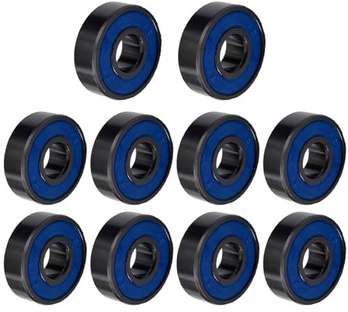 EIHI 608zz kugellager,10 Stücke Kugellager 608RS ZZ ABEC-9,Metall Double Shielded Miniatur Rillenkugellager,Skateboard kugellager(Blau)