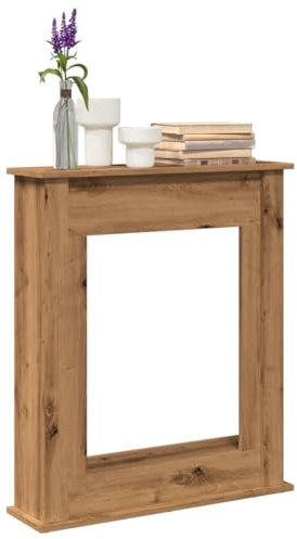 Homgoday Kaminumrandung Kaminverkleidung Kaminkonsole Deko Kaminrahmen Kamingehäuse Dekokamin Wohndekoration Kaminsims Dekokamin für Wohnzimmer Artisan-Eiche 75x20x87,5 cm Holzwerkstoff