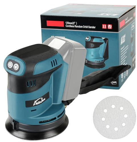 AUTOJARE Exzenterschleifer Kompatibel mit Makita 18 V Akku 3 Leistungsstufe Schwingschleifer 125MM Exenterschleifmaschine zum Schleifen, Polieren, Oberflächen glätten (ohne Akku)