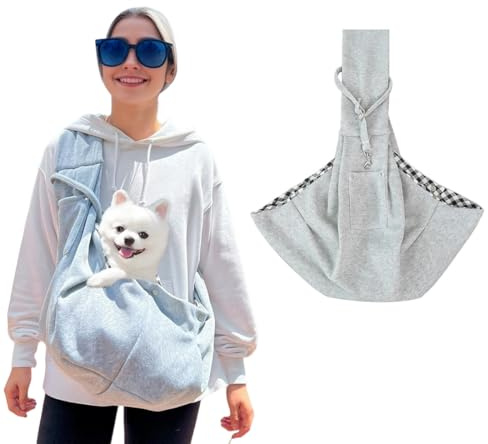 NHPY 1 Pieza Gris Transportín para Perros y Gatos, Mochila para Mascotas Pequeñas con Bolsillo de Almacenamiento y Correas para los Hombros Ajustables