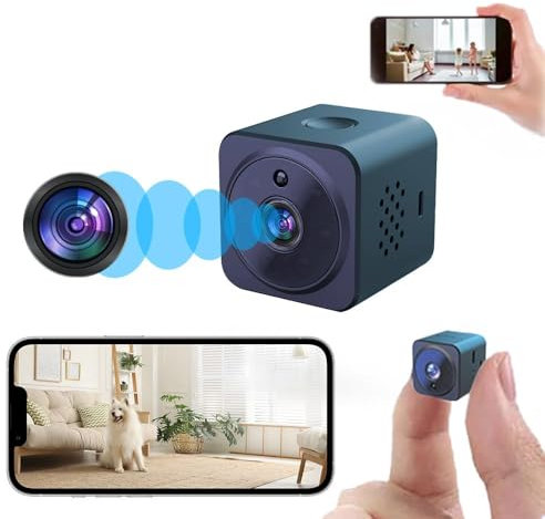 NEWOUMAO Kleine Kamera 1080P Full HD WLAN Kamera mit Akku Kompakte Sicherheitskamera Bewegungserkennung Nachtsicht Weitwinkel - Ideal für Baby- Alten- und Haustierüberwachung