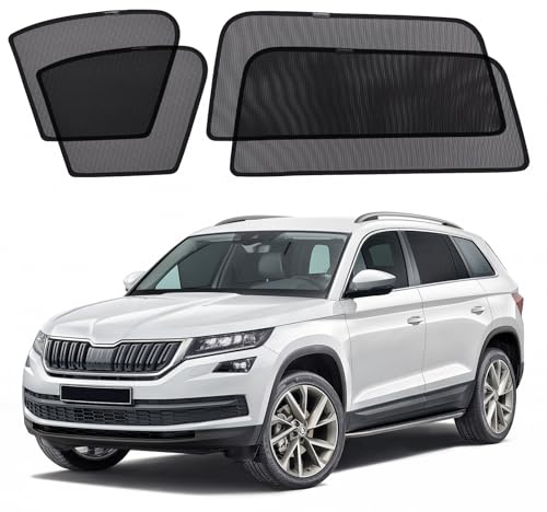 XCBYT Pare Soleil Voiture Compatible avec Skoda Kodiaq 2017-2024, Rideau Magnetique Fenetre Occultant Voiture, Protection Voiture Fenêtre Latérale Enfant, Respirante, 4 Pièces