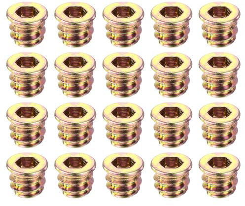sourcing map 30Pcs Threaded Inserts, M6-1x10 Zinc Alloy Hex Socket Drive Screw-in Nut Threaded Inserts Furniture Bolt Fastener Connector for Wood Working Tool and Accessories
