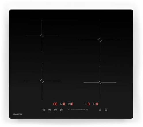 Klarstein PowerGlide Induktionskochfeld - 4-Zonen Induktionsherd, 7800 W Power Boost, 9 Heizstufen, SenseControl, Timer & Kindersicherung, 60 cm Elegantes Design