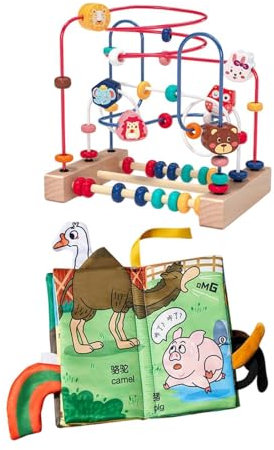 Perfeclan Bead Maze Toy Educational Toy año Nuevo Regalo para niños Coordinación de Ojo Hand Eyes 3+ PRECUESTAS PRECUESTAS Rodillas Desarrollo, con Libro de Telas