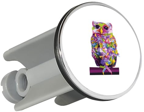 Huuraa Waschbeckenstöpsel Eule Colorful 4cm höhenverstellbar Abflussstopfen Geschenkidee