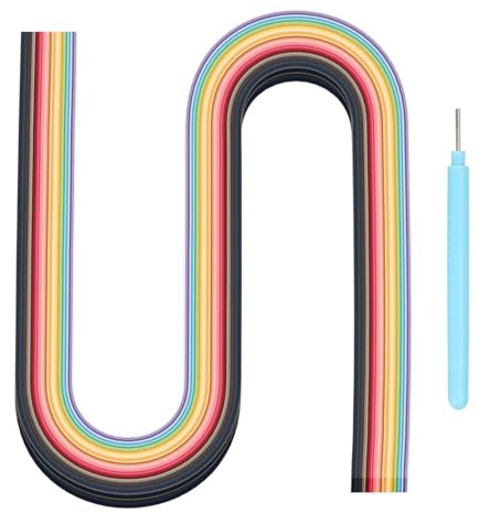 MECCANIXITY Paper Quilling Kit, 21.3 Inch 30mm 36 Colors Paper Quilling Strips with Blue Pen for Beginners DIY Hand Crafts Teaching Tools Flower Decoration(Multi-Colored, Pack of 180)