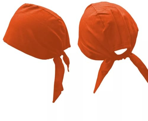 Estationeryhouse Gorro indio sij punjabi Patka, gorro de algodón con diseño de calavera de motociclista, bandana de algodón con cuerdas de amarre en la espalda, naranja, Talla única