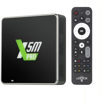 Ugoos X5m PRO TV Box Android 14.0 Amlogic S905x5m 4GB RAM 32GB ROM 2.4G/5G Dual WiFi Ethernet 1000M USB 2.0 BT5.4 Support AV1 VP9 H.265 4K HDR Box