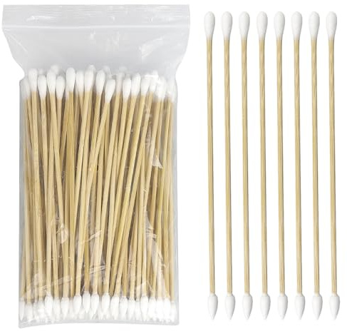 100 bastoncini di cotone di bambù, 15 cm, bastoncini per orecchie a doppia testa, per trucco, pulizia, sopracciglia, bellezza, unghie