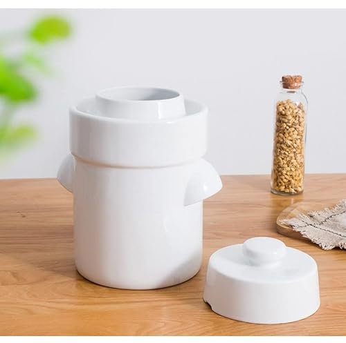 Pot à choucroute 3L pour la lacto-fermentation + pierres/couvercle Blanc