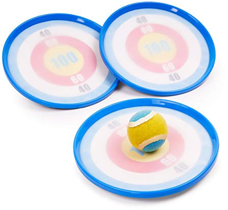 THE TWIDDLERS Klettballspiel Set mit 3X Paddel & 1x Ball - Dartscheibe Design