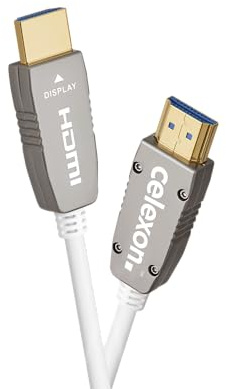 celexon HDMI Optical 2,1 câble fibre optique | 10m, blanc | 8K 48Gbps | Transmission optique active pour de longs trajets de signal et une large bande passante en installation AV