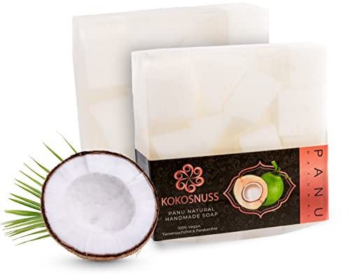 Panu Noce di Cocco Soap - Sapone da doccia vegano per tutti i tipi di pelle - Sapone naturale come gel doccia solido e shampoo solido - Pezzo di doccia naturale - Sapone senza animali