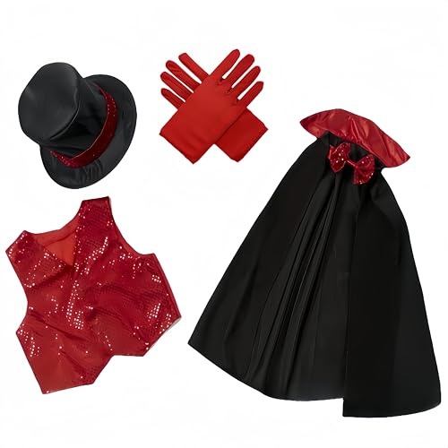 Proumhang Ensemble de 5 pièces pour jeu de rôle de magicien pour enfants,Ensemble d'accessoires de déguisement pour Halloween pour enfants, garçons et filles(3~8 ans)