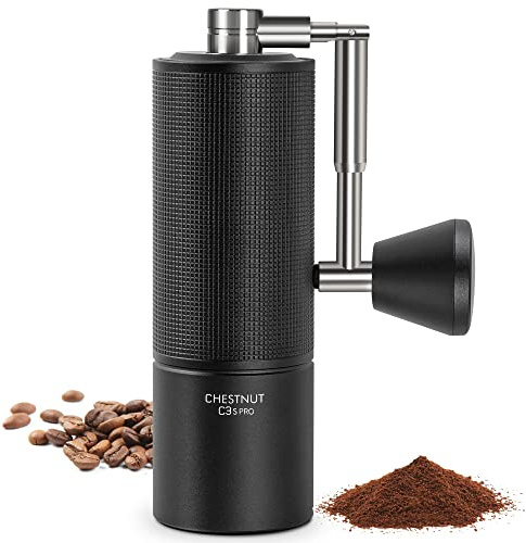 TIMEMORE Chestnut C3S PRO Manual Coffee Grinder, Stainless Steel S2C Conical Burr Coffee Grinder, Hand Coffee Grinder with Foldable Handle, Adjustable Grind Setting for Espresso to French Press, Black