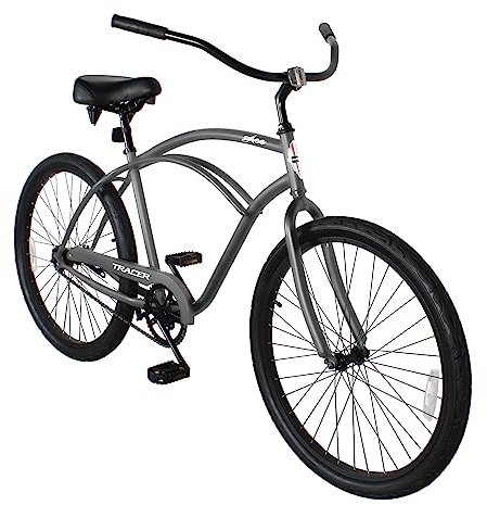 Tracer ACE 26-Inch Beach Cruiser Bike for Adult Men and Women, Single-Speed Coaster Brake, 26-Inch Wheels, 17-Inch Steel Frames, Adult Hybird Bicycles, Vintage Classic Cruiser Handlebar (Matte Gray)