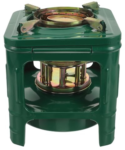 TEHAUX Portable Kerosene Stove, Camping Picnic Burner Furnace, Compatible with Diesel & Alcohol, Indoor and Outdoor Burner Tool, Metal Kerosene Pot for Boiling Water Cooking and Heating (Green)