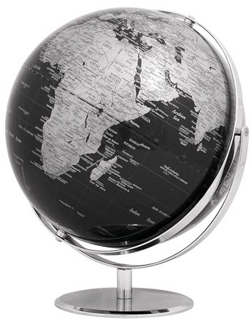 TROIKA Tischglobus 2-Achsen, 30cm, schwarz/silbern, glänzend verchromt