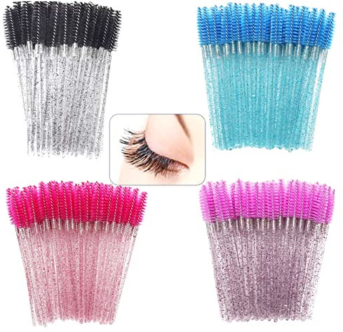 DERJDISF 200 Pezzi Scovolini Mascara Monouso, Scovolino Ciglia con Manico in Cristallo Scovolini Ciglia, Pettinino per Ciglia Laminazione Ciglia Accessori Scovolini per Sopracciglia Extension Ciglia