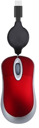 Ratón con cable USB C retráctil, pequeño ratón óptico de 1000 DPI, ratón de viaje, USB C, con cable