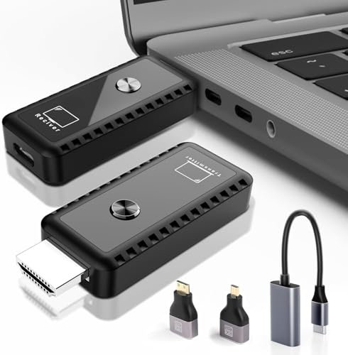 Wireless HDMI Transmitter and Receiver, Plug & Play Wireless HDMI, 1080P HD hdmi Extender, Unterstützt 2,4/5,8GHz, 100FT Reichweite Streaming für Laptop,PC/PS4 auf TV/Projektor, Video-Streaming